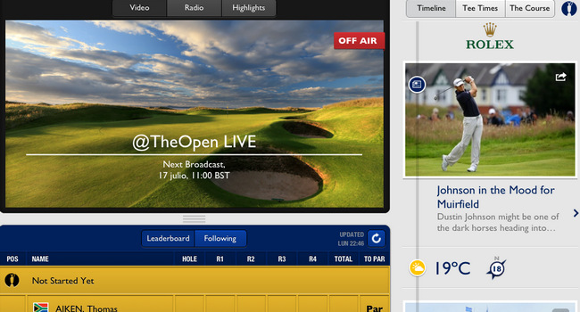 Aplicación The Open 2013 para iPad - Golf
